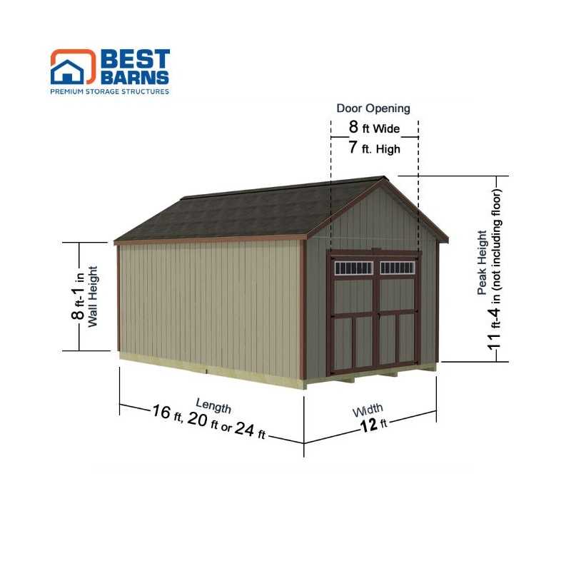 Best Barns Tailored Titan 12x24 Pre-Cut Wood Garage Kit- Transom Doors (TTITTD24)