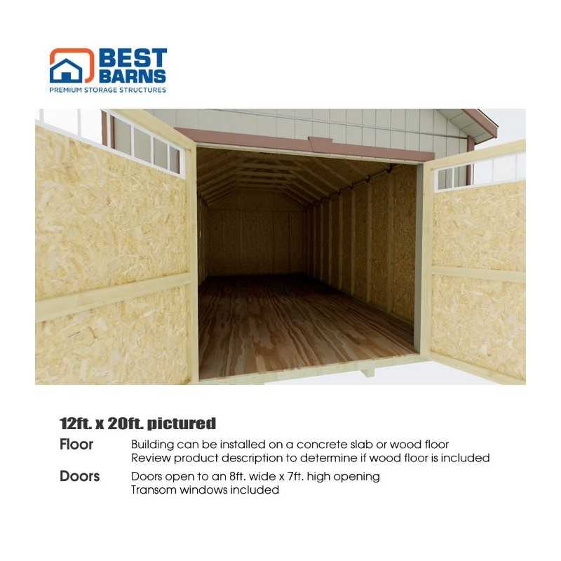 Best Barns Tailored Titan 12x24 Pre-Cut Wood Garage Kit- Transom Doors (TTITTD24)
