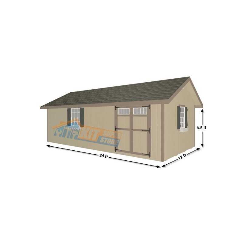 EZ-Fit Heritage 12x24 Outdoor Garden Wood Shed Kit (ez_heritage1224)