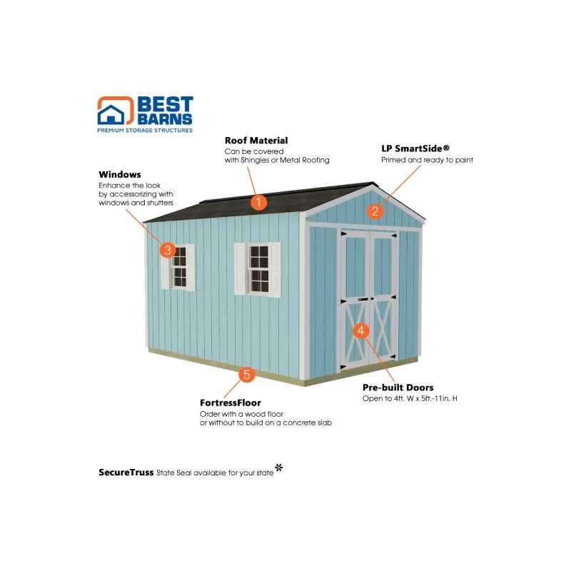 Handmade Haven Mini 8x12 Specialty Shed Kit- Centered Gable Door