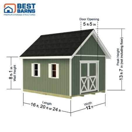 Best Barns Planner's Paradise 12x20 Pre-Cut Wood Storage Shed Kit - Sliding Doors (PPARSD20)