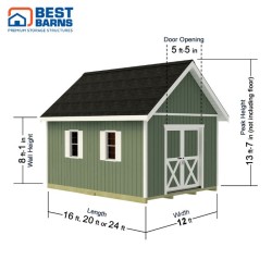 Best Barns Planner's Paradise 12x24 ALL Pre-Cut Wood Storage Shed Kit - Sliding Doors (PPARSD24)