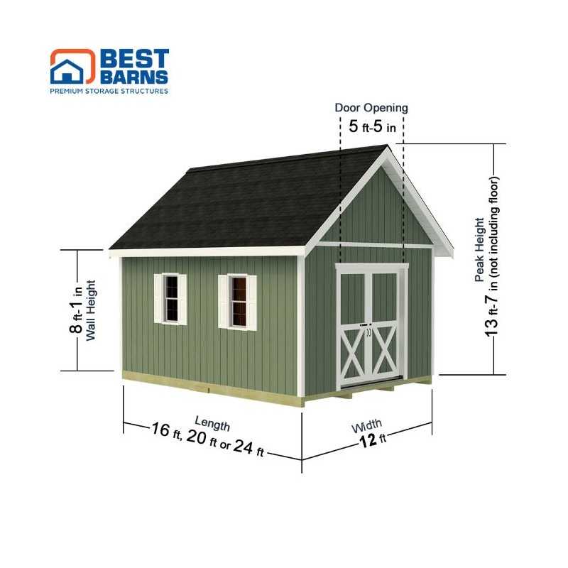 Best Barns Planner's Paradise 12x24 Pre-Cut Wood Storage Shed Kit - Sliding Doors (PPARSD24)