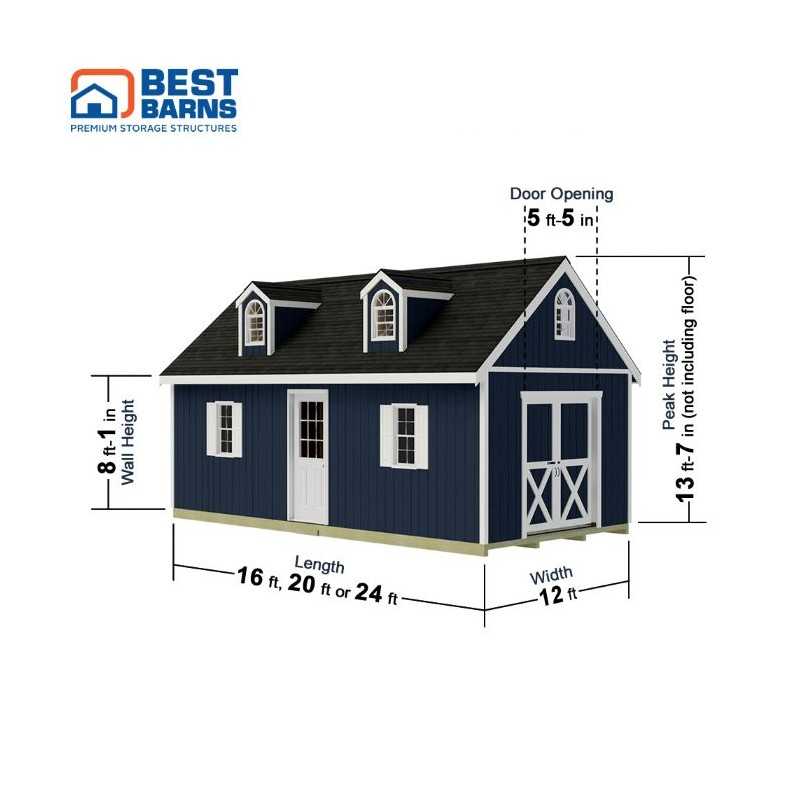 Best Barns Planner's Paradise Elite 12x16 Pre-Cut Wood Shed Kit w/ Sliding Doors & Dormer (PPARSD16DR)