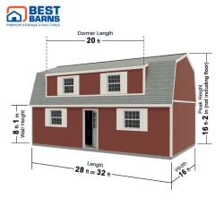Best Barns Crafted Colossal Elite 16x32 Pre-Cut Barndominium w/ Man Door + Dormers (CCOLMD32)