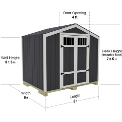 Best Barns RapidShed 8x6 Wood Storage Shed Kit with Floor (RSHEDDG08)