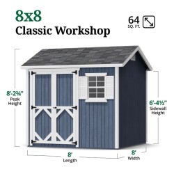 Little Cottage Co. Classic Workshop 8x8 Wood Storage Shed Kit (8x8 CWS-PC)