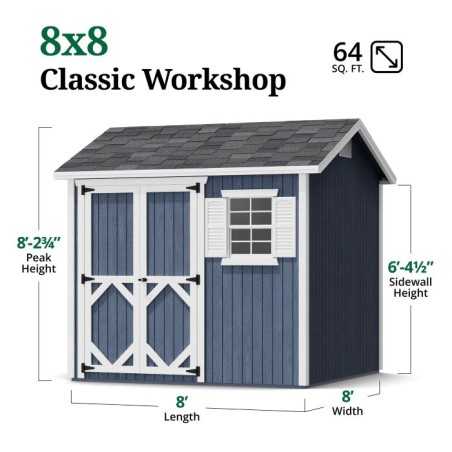 Little Cottage Co. Classic Workshop 8x8 Wood Storage Shed Kit (8x8 CWS-PC)