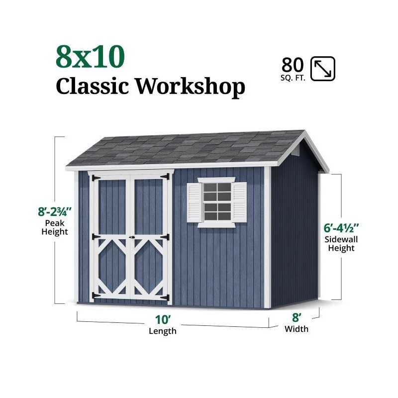 Little Cottage Co. Classic Workshop 8x10 Wood Storage Shed Kit (8x10 CWS-PC)