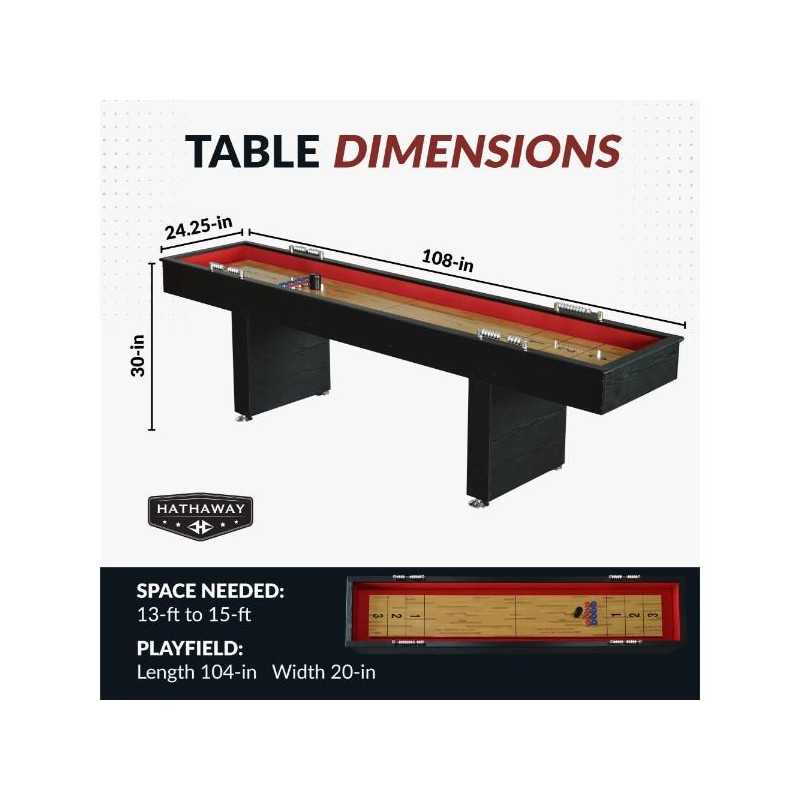 Hathaway Avenger 9-ft Shuffleboard Table - Black Finish (BG1203)