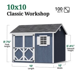 Little Cottage Co. Classic Workshop 10x10 Wood Storage Shed Kit (10x10 CWS-PC)
