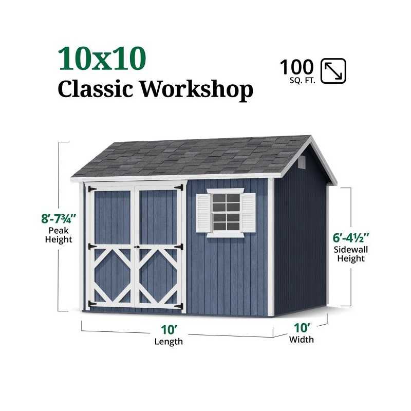 Little Cottage Co. Classic Workshop 10x10 Wood Storage Shed Kit (10x10 CWS-PC)