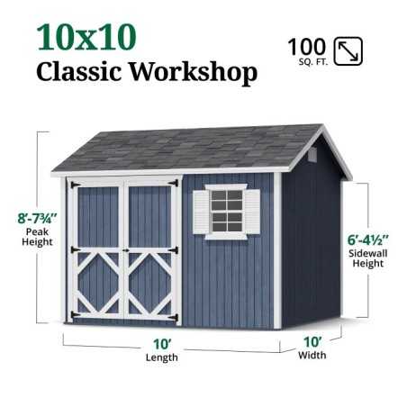Little Cottage Co. Classic Workshop 10x10 Wood Storage Shed Kit (10x10 CWS-PC)