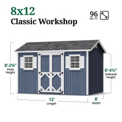 Little Cottage Co. Classic Workshop 8x12 Wood Storage Shed Kit (8x12 CWS-PC)