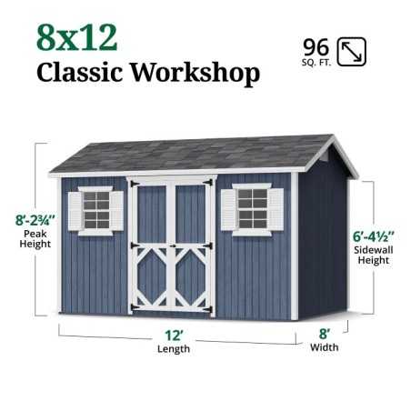 Little Cottage Co. Classic Workshop 8x12 Wood Storage Shed Kit (8x12 CWS-PC)