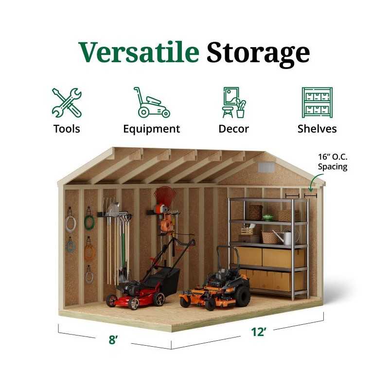 Little Cottage Co. Classic Workshop 8x12 Wood Storage Shed Kit (8x12 CWS-PC)