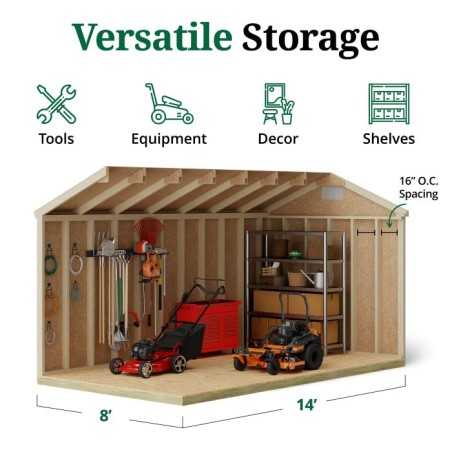 Little Cottage Co. Classic Workshop 8x14 Wood Storage Shed Kit (8x14 CWS-PC)