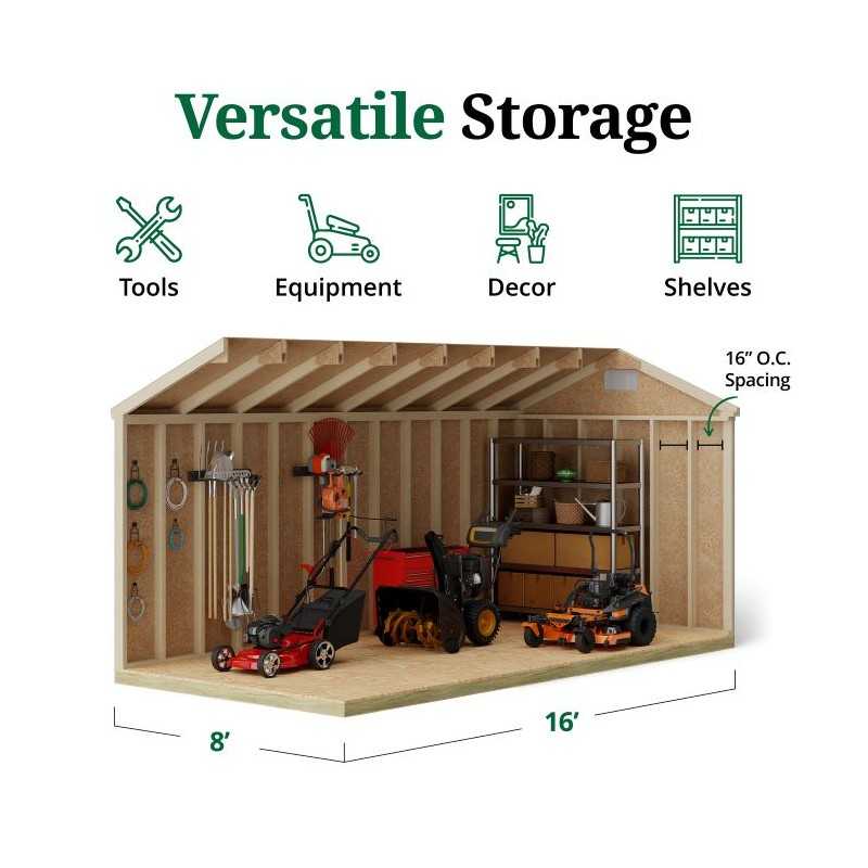 Little Cottage Co. Classic Workshop 8x16 Wood Storage Shed Kit (8x16 CWS-PC)