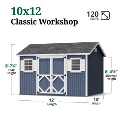 Little Cottage Co. Classic Workshop 10x12 Wood Storage Shed Kit (10x12 CWS-PC)