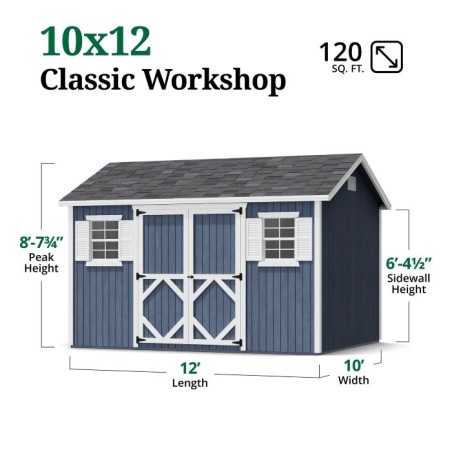 Little Cottage Co. Classic Workshop 10x12 Wood Storage Shed Kit (10x12 CWS-PC)