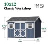 Little Cottage Co. Classic Workshop 10x12 Wood Storage Shed Kit (10x12 CWS-PC)