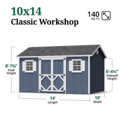 Little Cottage Co. Classic Workshop 10x14 Wood Storage Shed Kit (10x14 CWS-PC)
