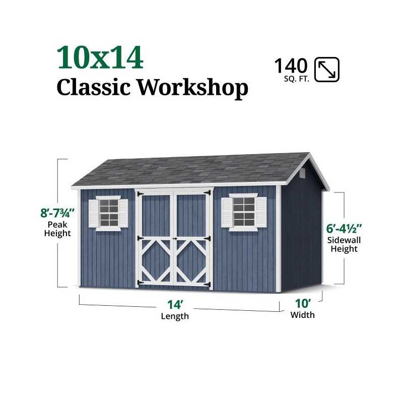 Little Cottage Co. Classic Workshop 10x14 Wood Storage Shed Kit (10x14 CWS-PC)