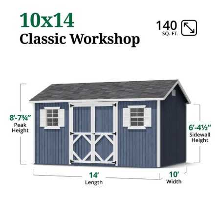 Little Cottage Co. Classic Workshop 10x14 Wood Storage Shed Kit (10x14 CWS-PC)