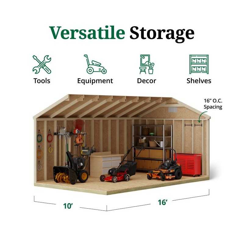 Little Cottage Co. Classic Workshop 10x16 Wood Storage Shed Kit (10x16 CWS-PC)