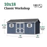 Little Cottage Co. Classic Workshop 10x18 Wood Storage Shed Kit (10x18 CWS-PC)