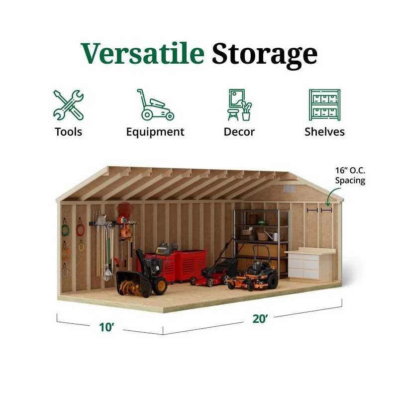 Classic Workshop 10x20 Wood Storage Shed Kit (10x20 CWS-PC)