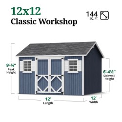 Little Cottage Co. Classic Workshop 12x12 Wood Storage Shed Kit (12x12 CWS-PC)