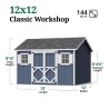 Little Cottage Co. Classic Workshop 12x12 Wood Storage Shed Kit (12x12 CWS-PC)