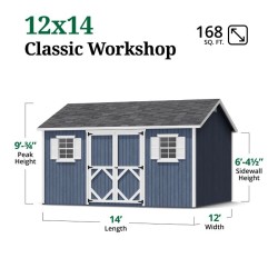 Little Cottage Co. Classic Workshop 12x14 Wood Storage Shed Kit (12x14 CWS-PC)