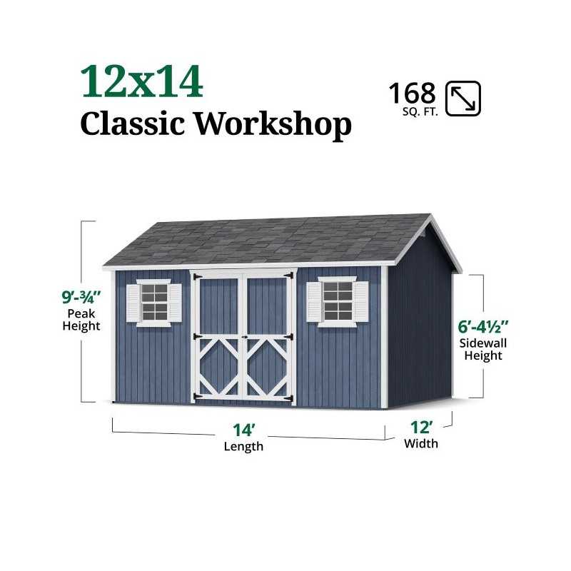 Little Cottage Co. Classic Workshop 12x14 Wood Storage Shed Kit (12x14 CWS-PC)