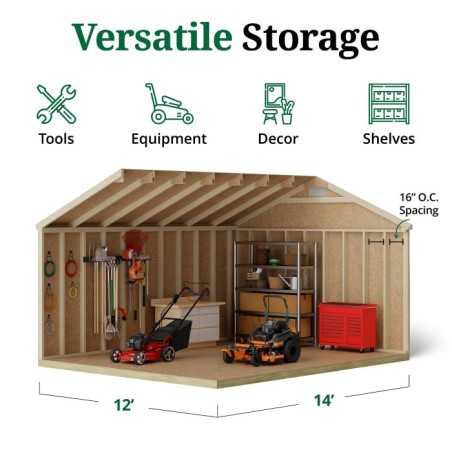 Little Cottage Co. Classic Workshop 12x14 Wood Storage Shed Kit (12x14 CWS-PC)