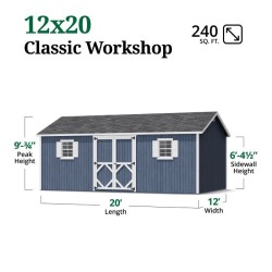 Little Cottage Co. Classic Workshop 12x20 Wod Storage Shed Kit (12x20 CWS-PC)