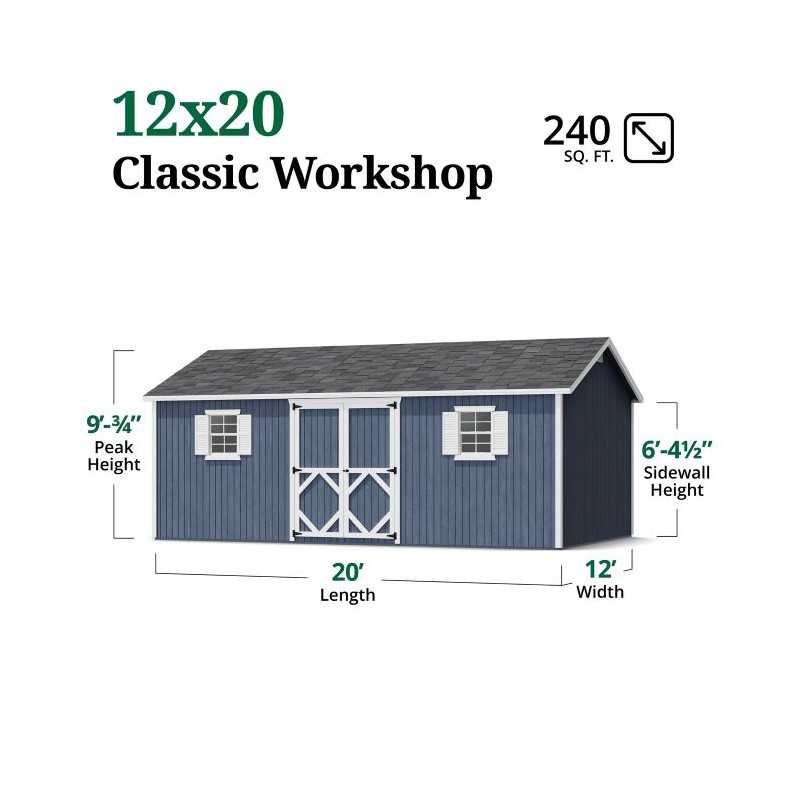 Little Cottage Co. Classic Workshop 12x20 Wod Storage Shed Kit (12x20 CWS-PC)