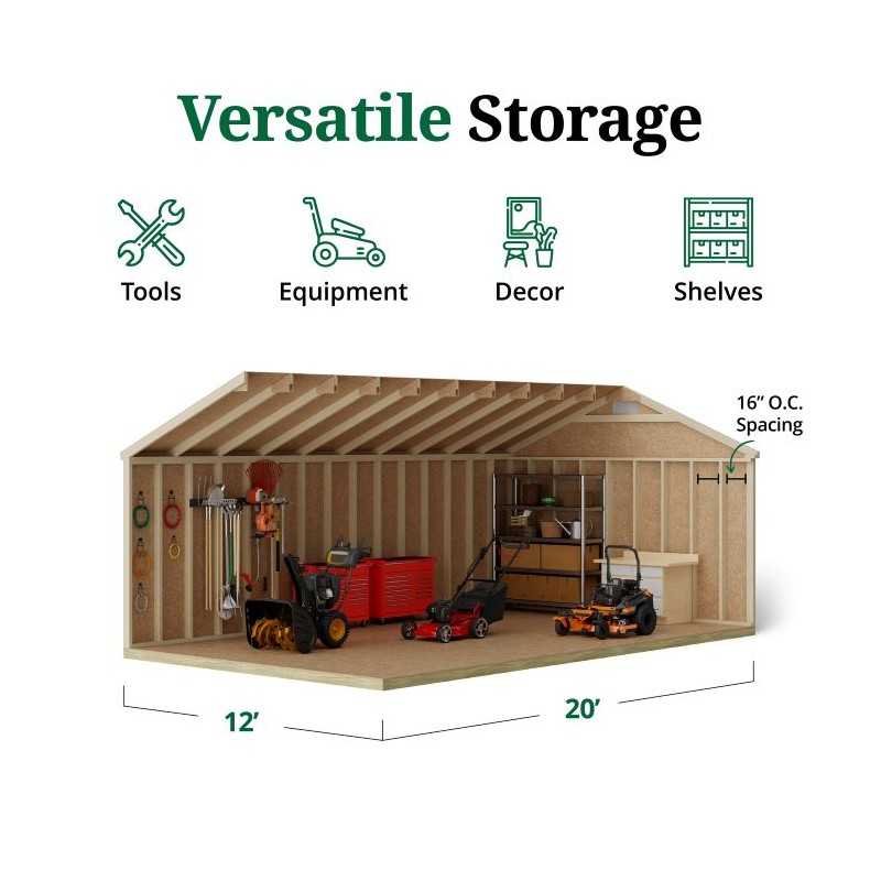 Little Cottage Co. Classic Workshop 12x20 Wod Storage Shed Kit (12x20 CWS-PC)