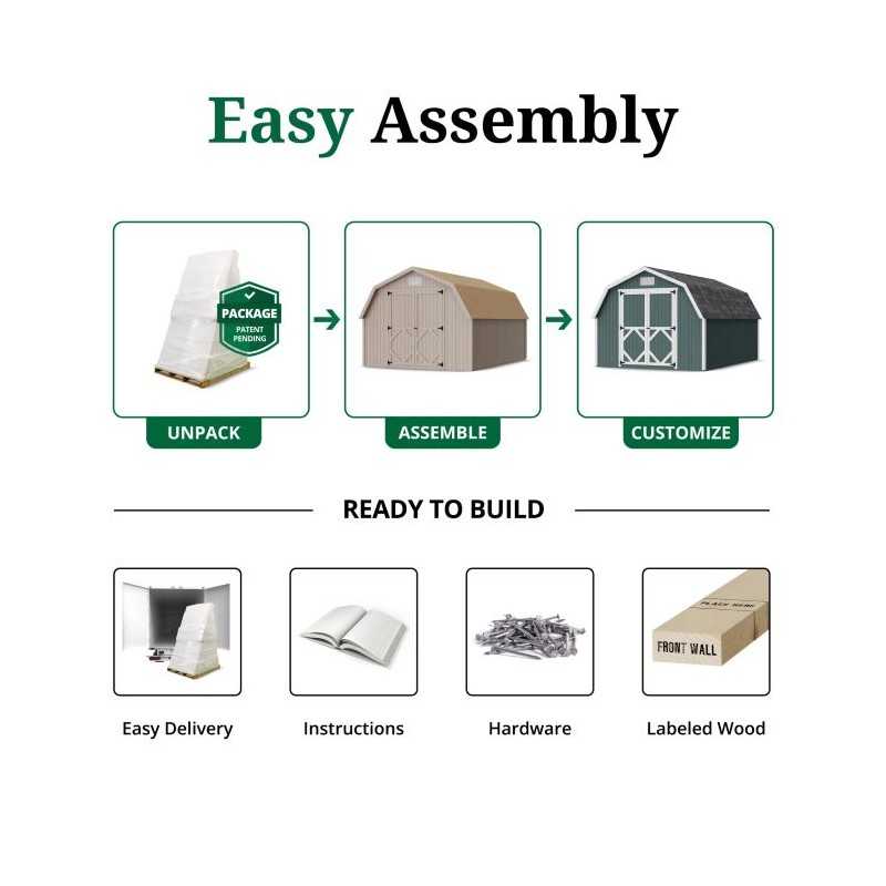 Little Cottage Co. Classic Gambrel 8x12 Wood Barn Shed Kit w/ 4' Sidewall (8x12 CGB-4-PC)
