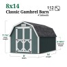 Little Cottage Co. Classic Gambrel 8x14 Wood Barn Shed Kit w/ 4' Sidewall (8x14 CGB-4-PC)