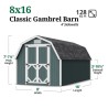 Little Cottage Co. Classic Gambrel 8x16 Wood Barn Shed Kit w/ 4' Sidewall (8x16 CGB-4-PC)