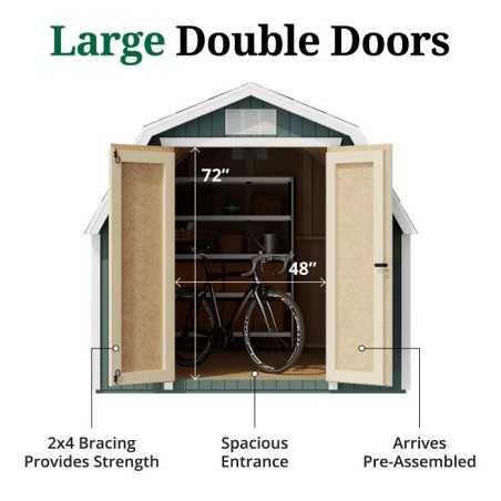 Little Cottage Co. Classic Gambrel 8x16 Wood Barn Shed Kit w/ 4' Sidewall (8x16 CGB-4-PC)