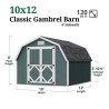 Little Cottage Co. Classic Gambrel 10x12 Wood Barn Shed Kit w/ 4' Sidewall (10x12 CGB-4-PC)