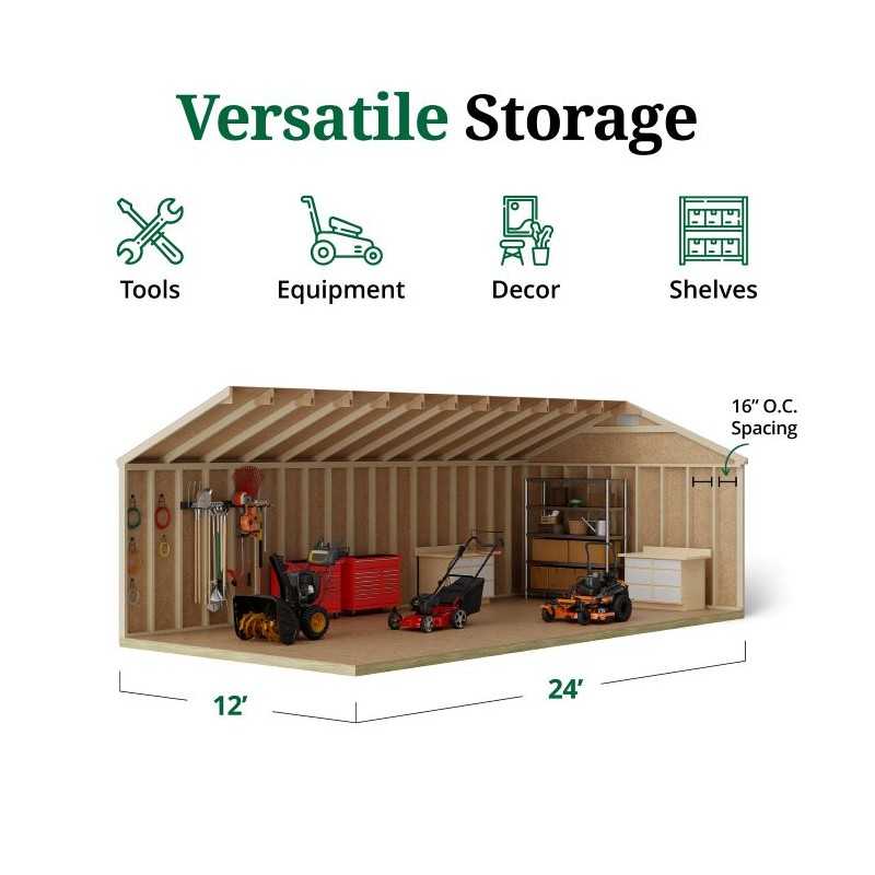 Little Cottage Co. Classic Workshop 12x24 Wood Storage Shed Kit (12x24 CWS-PC)