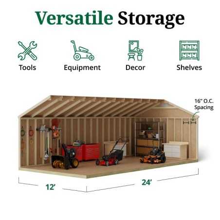 Little Cottage Co. Classic Workshop 12x24 Wood Storage Shed Kit (12x24 CWS-PC)
