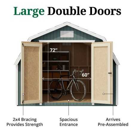 Little Cottage Co. Classic Gambrel 10x16 Wood Barn Shed Kit w/ 4' Sidewall (10x16 CGB-4-PC)