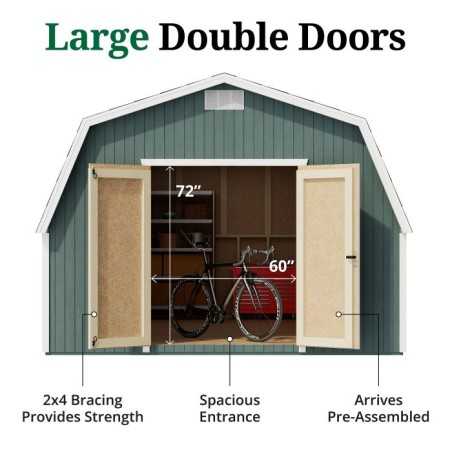 Little Cottage Co. Classic Gambrel 12x12 Wood Barn Shed Kit w/ 4' Sidewall (12x12 CGB-4-PC)