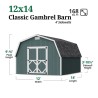 Little Cottage Co. Classic Gambrel 12x14 Wood Barn Shed Kit w/ 4' Sidewall (12x14 CGB-4-PC)