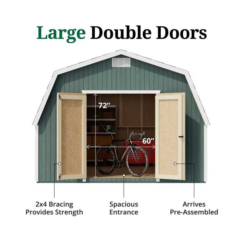 Little Cottage Co. Classic Gambrel 12x16 Wood Barn Shed Kit w/ 4' Sidewall (12x16 CGB-4-PC)